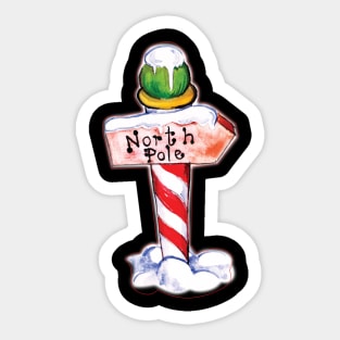 North pole sign in watercolor Sticker